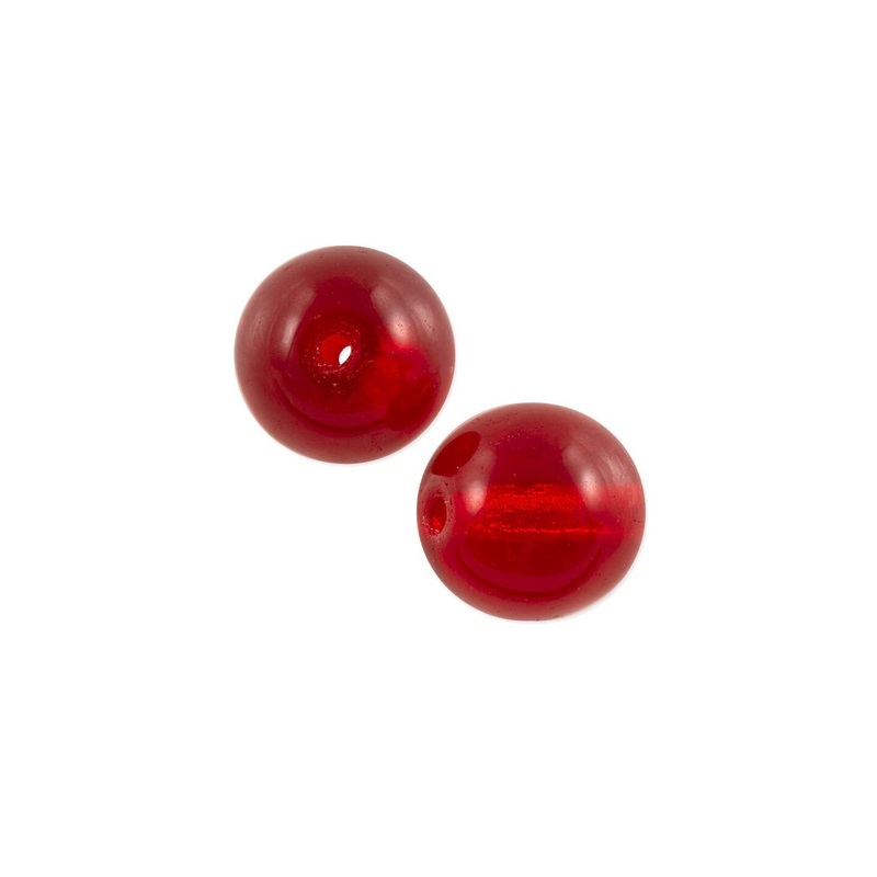 Czech Pressed Glass Round Beads 8mm Ruby (Package of 10)