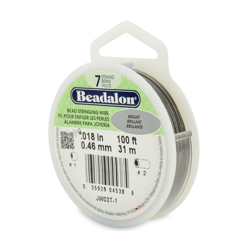 Beadalon Wire .018″ 100ft Bright Silver 7 Strand