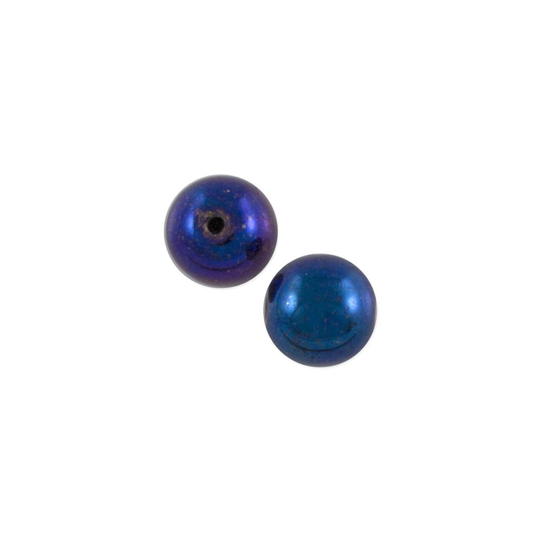 Blue Iris Czech Pressed Glass Round Beads 6mm (Package of 10)