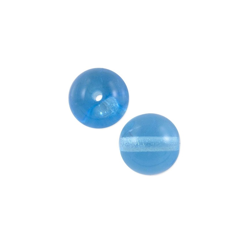 Czech Pressed Glass Round Beads 8mm Aqua (Package of 10)