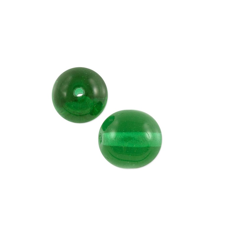 Czech Pressed Glass Round Beads 8mm Emerald (Package of 10)