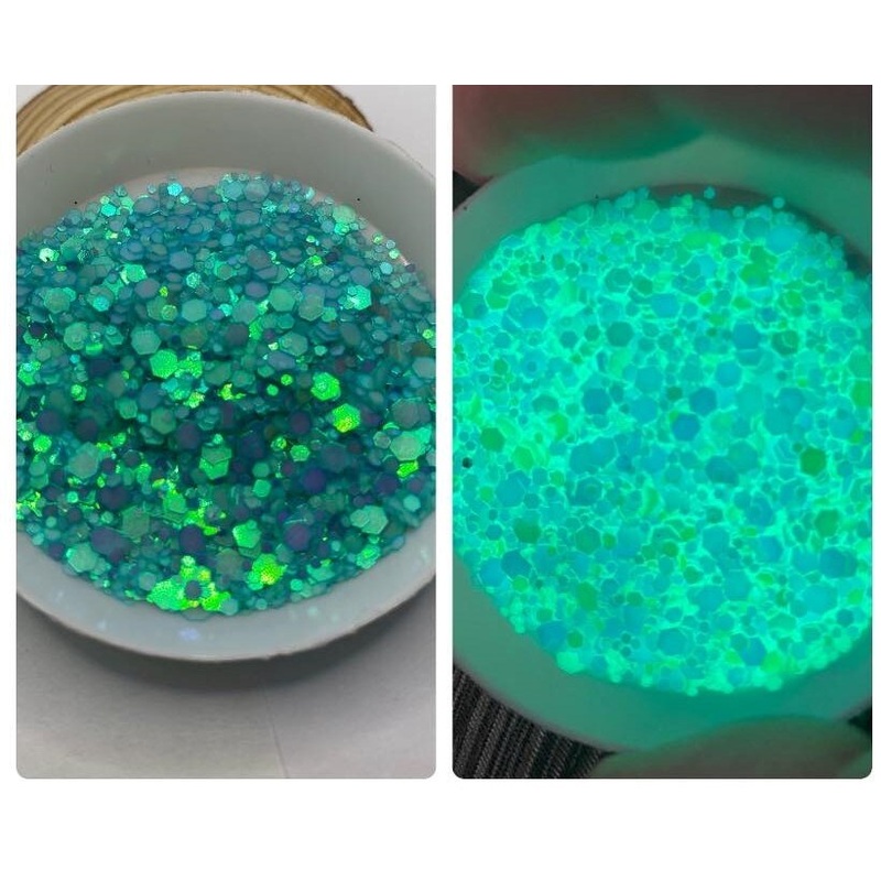 Luca UV reactive luminescent chunky glitter, .5oz (15g)