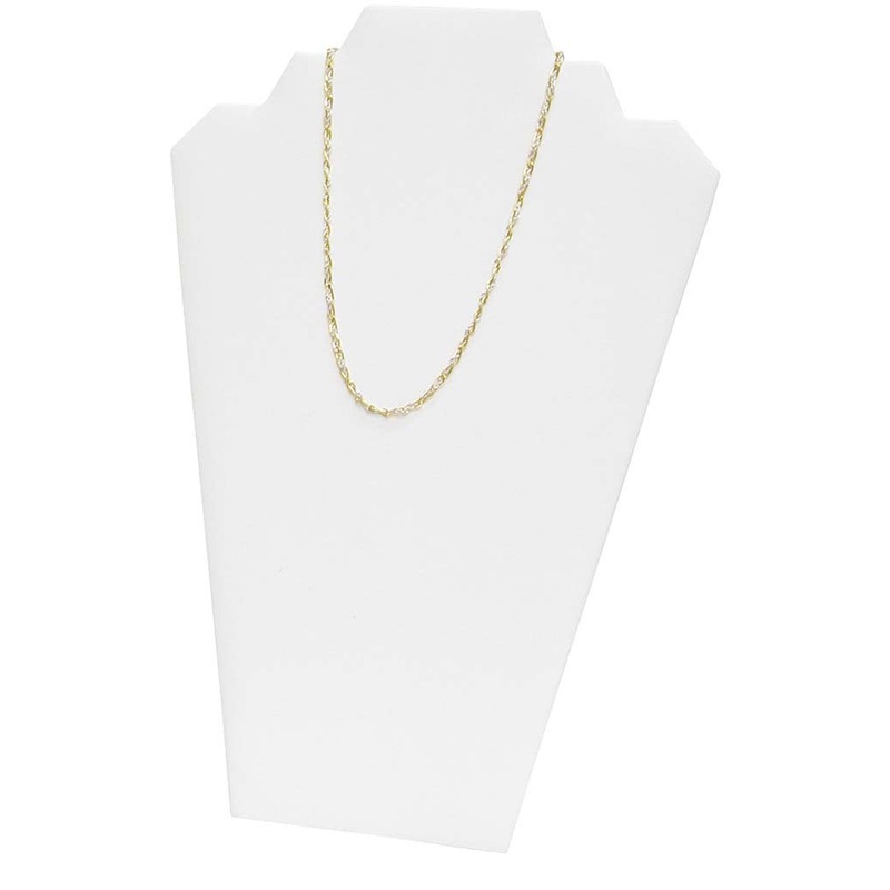 Necklace Display Holds 2 Chains White Leatherette