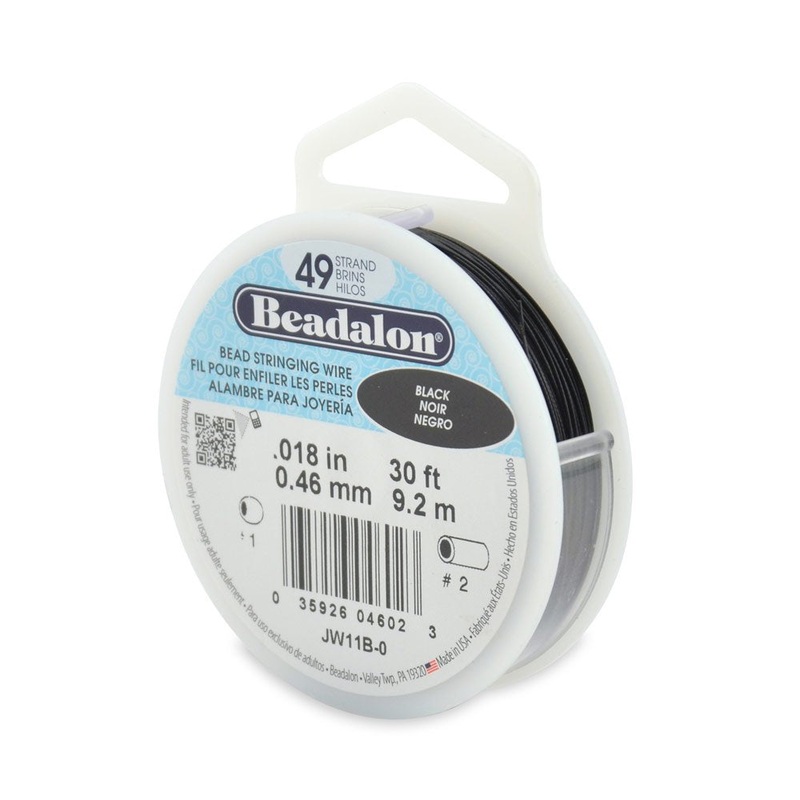 Beadalon Wire .018″ 30ft Black 49 Strand