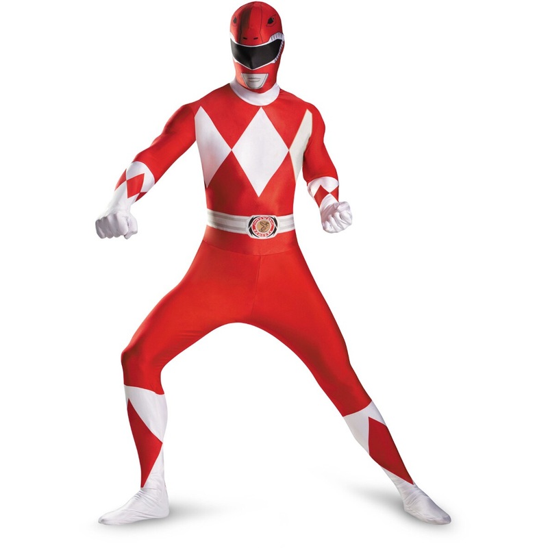 Disney Power Rangers Red Ranger Mens Adults Bodysuit Costume