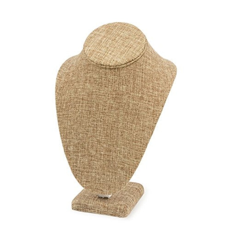 Necklace Bust Jewelry Display 10″ Tall Burlap Necklace Display