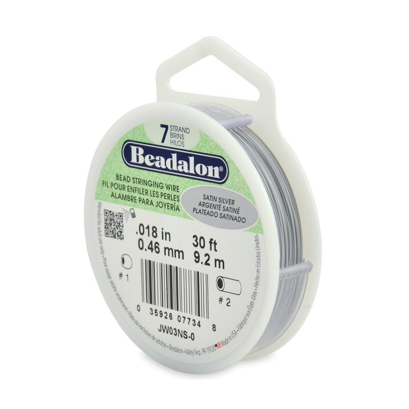 Beadalon Wire .018″ 30ft Satin Silver 7 Strand
