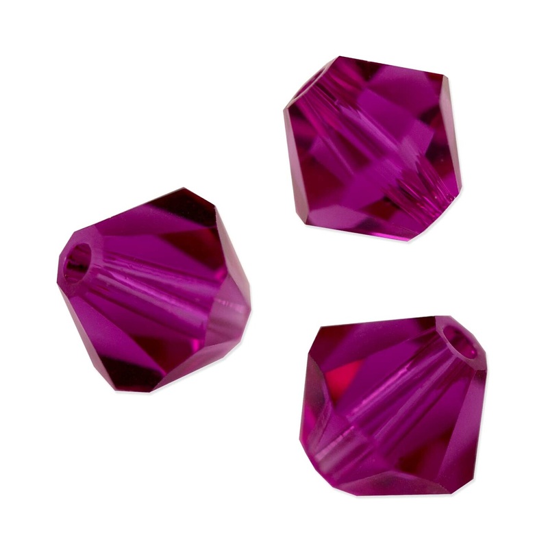 Preciosa Crystal Bicone Bead 6mm Fuchsia (Package of 40)