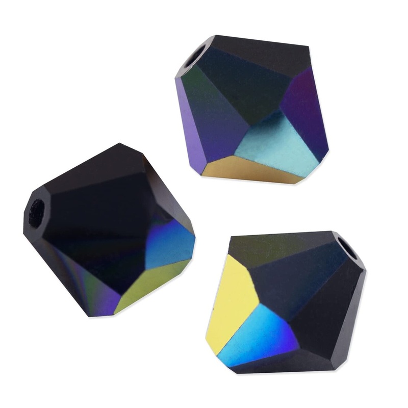 Preciosa Crystal Bicone Bead 6mm Jet AB (Package of 40)