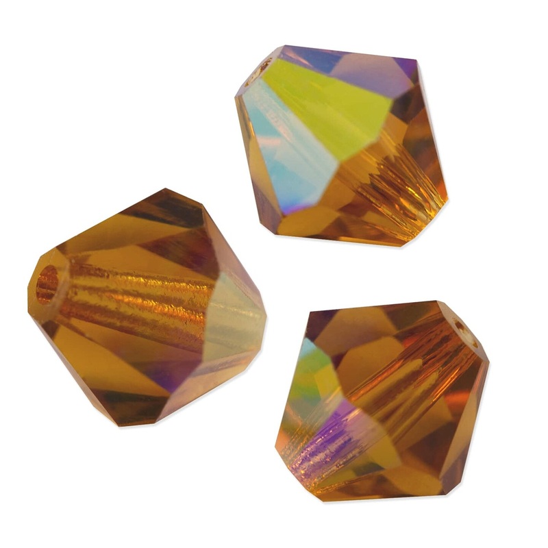 Preciosa Crystal Bicone Bead 6mm Topaz AB (Package of 40)
