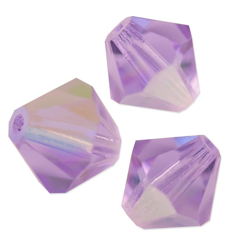 Preciosa Crystal Bicone Bead 6mm Violet AB (Package of 40)