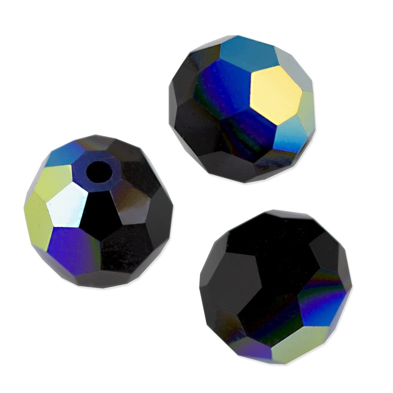 Preciosa Crystal Round Bead 4mm Jet AB (Package of 20)