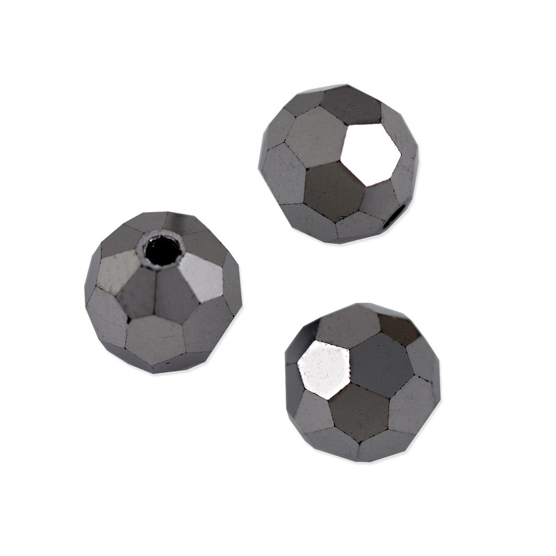 Preciosa Crystal Round Bead 4mm Jet Hematite 2X (Package of 20)