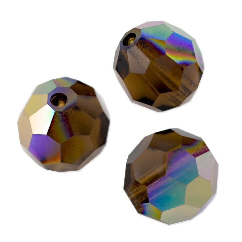 Preciosa Crystal Round Bead 6mm Smoked Topaz AB (Package of 20)