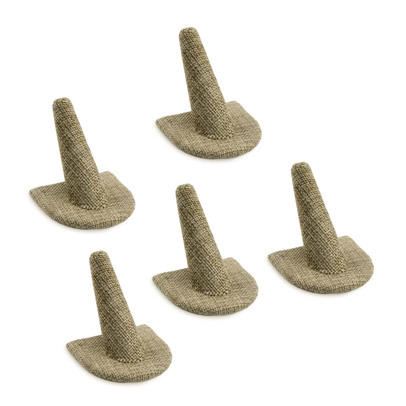 5 Burlap Ring Finger Jewelry Holder Showcase Display Stands