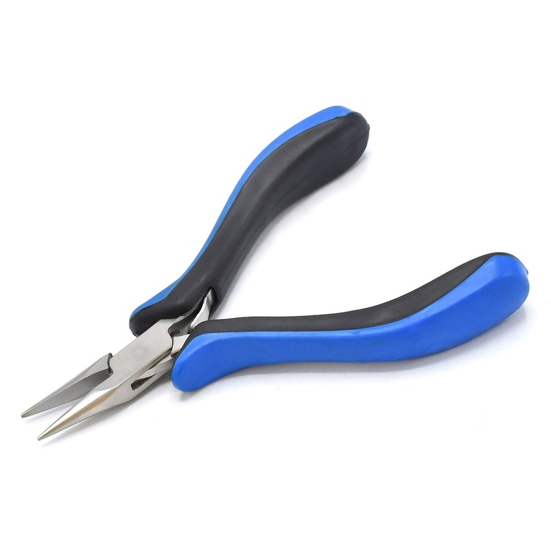 Chain Nose Pliers and Ergonomic Grip, Jewelry Making Supplies (Blue   Black Handle)