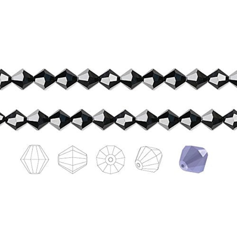 Preciosa Czech Crystal Beads Jet Faceted Bicone 4mm Package of 144