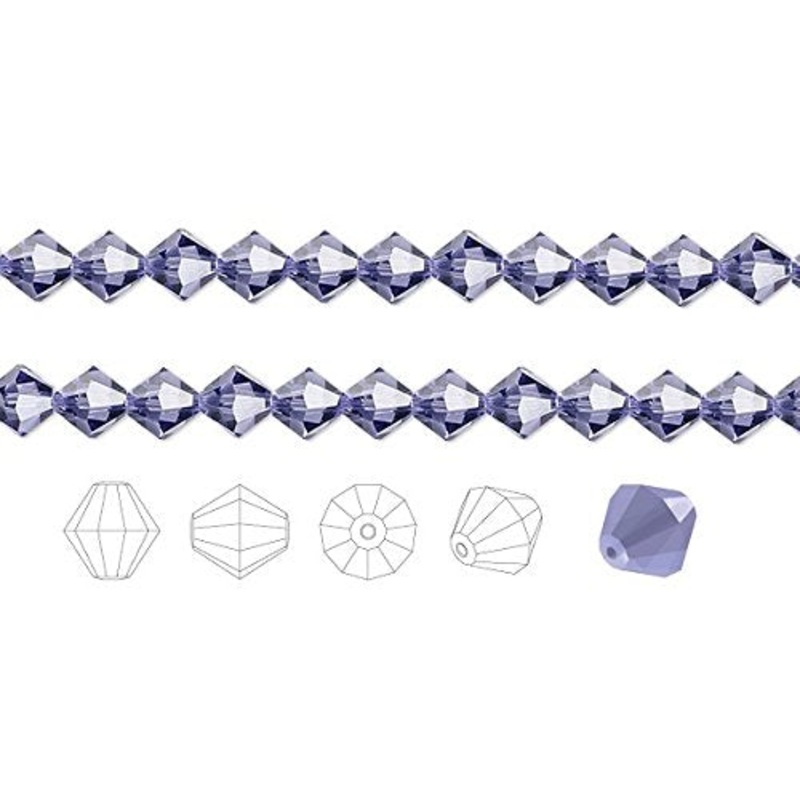 Preciosa Czech Crystal Beads Tanzanite Faceted Bicone 4mm Package of 144