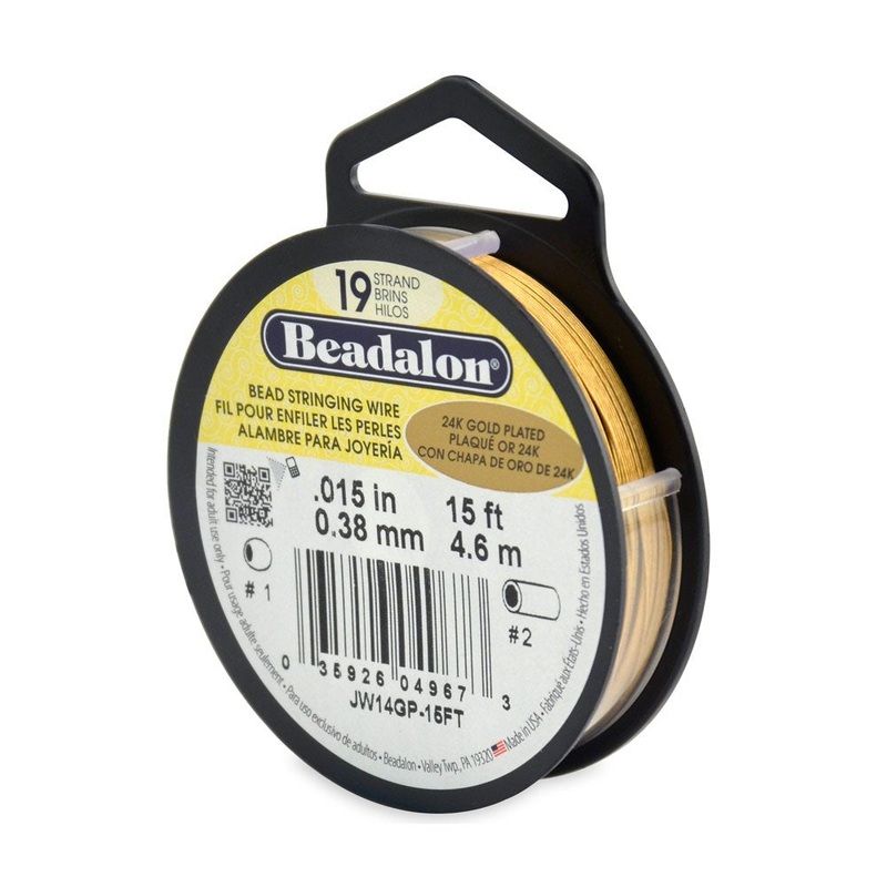 24k Gold Plated Beadalon Beading Wire .015″ Thickness 19 Strand (15 Feet)