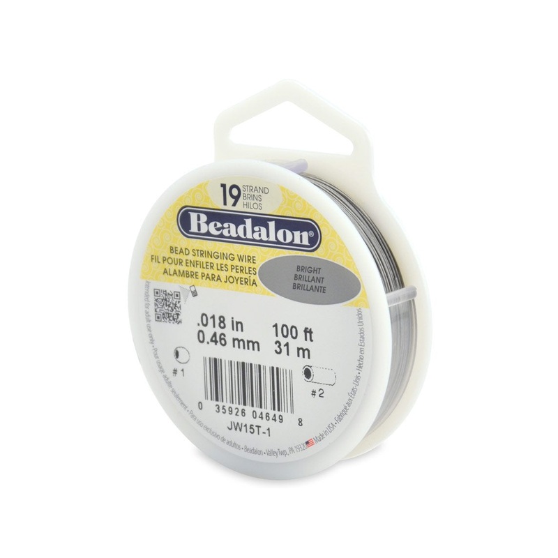Beadalon Wire .018″ 100ft Bright Silver Color 19 Strand