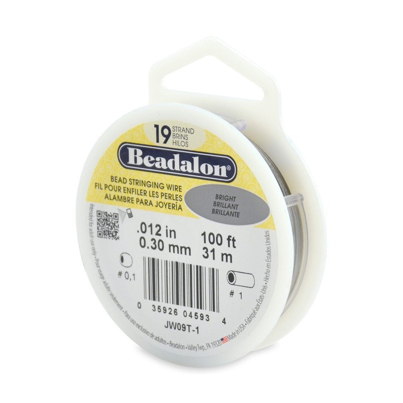Bright Silver Beadalon Beading Wire .012″ 19 Strand (100 Feet)