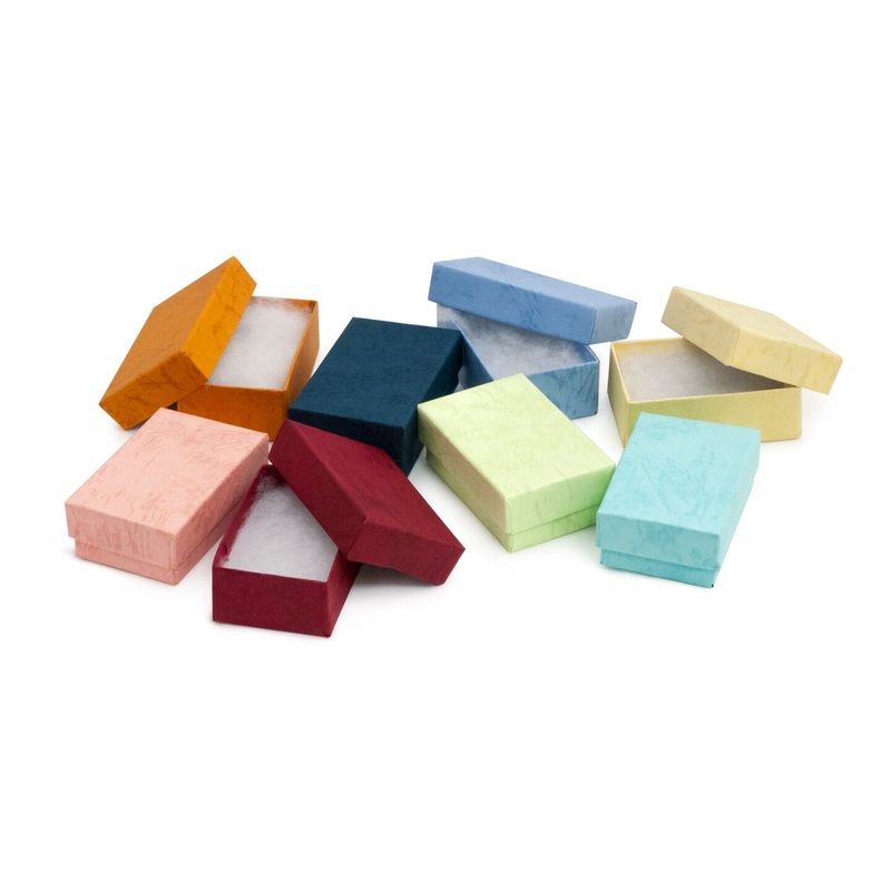 Multi Pastel Color Jewelry Gift Packaging Cotton Filled Box 2″ x 1″ (Package of 100)