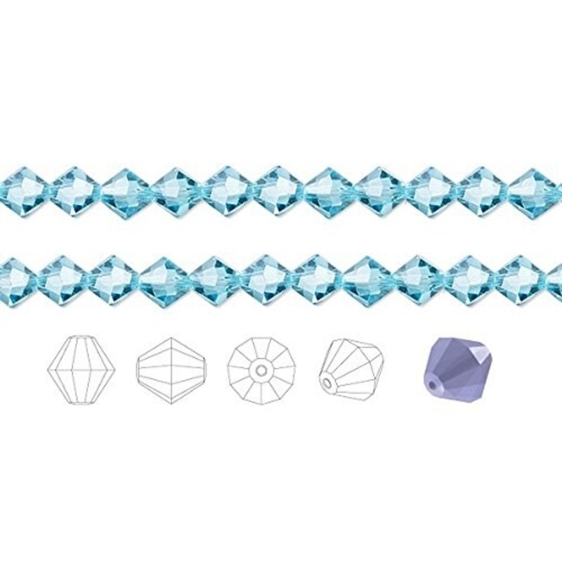 Preciosa Czech Crystal Beads Aquamarine Faceted Bicone 6mm Package of 144