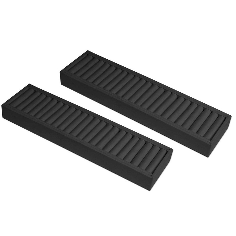 Bangle Bracelet and Ring Jewelry Display Tray 21 Slots Black (Pack of 2)
