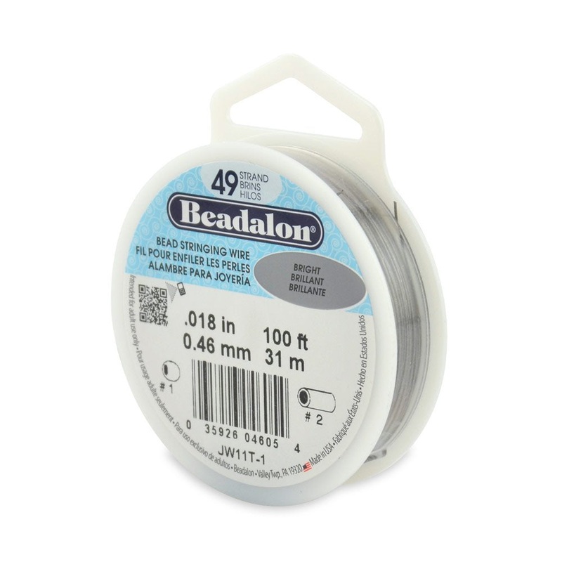 Beadalon Wire .018″ 100ft Bright Silver Color 49 Strand