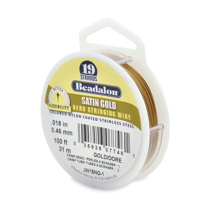 Beadalon Wire .018″ 100ft Satin Gold Color 19 Strand