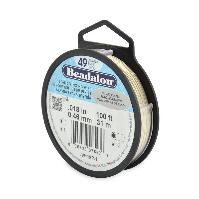 Beadalon Wire .018″ 100ft Silver Plated 49 Strand