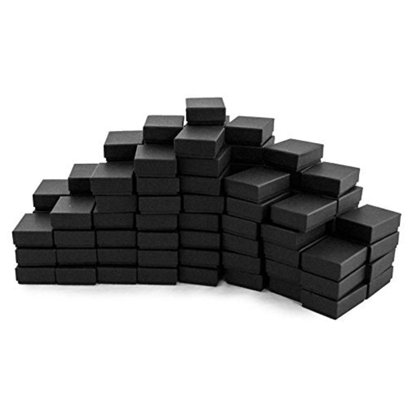 Black Matte Paper Cotton Filled Jewelry Box #11 (Case of 100)