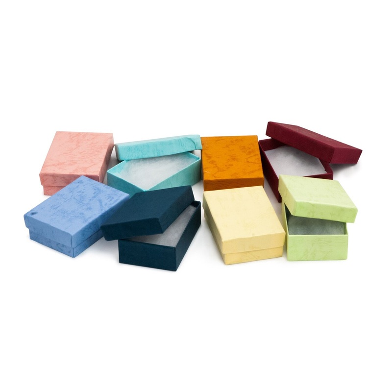 Multi Pastel Color Jewelry Gift Packaging Cotton Filled Box 3″ x 2″ (Package of 100)