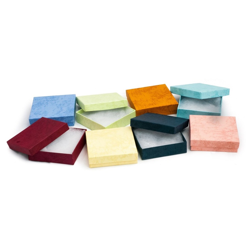 Multi Pastel Color Jewelry Gift Packaging Cotton Filled Box 3″ x 3″ (Package of 100)
