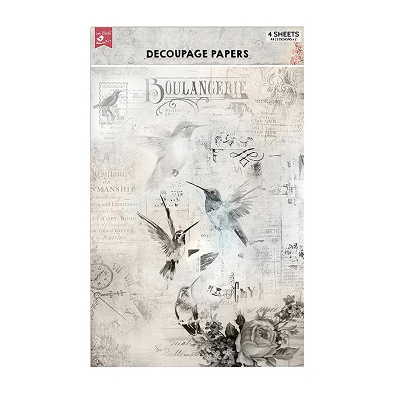 Little Birdie Decoupage Paper A4 4/Pkg