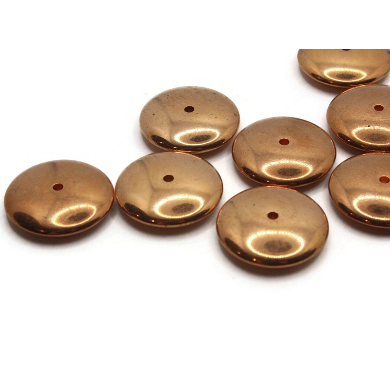 10 19mm Vintage Red Copper Plated Plastic Saucer Beads