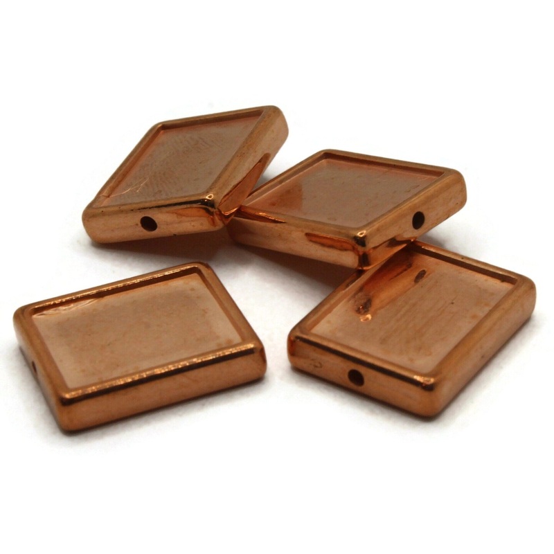 4 21mm Vintage Red Copper Plated Plastic Rectangle Frame Beads