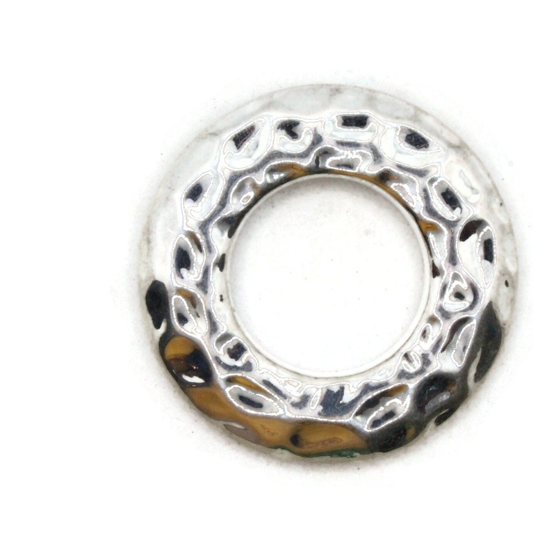 43mm Vintage Silver Plated Plastic Round Ring Bead