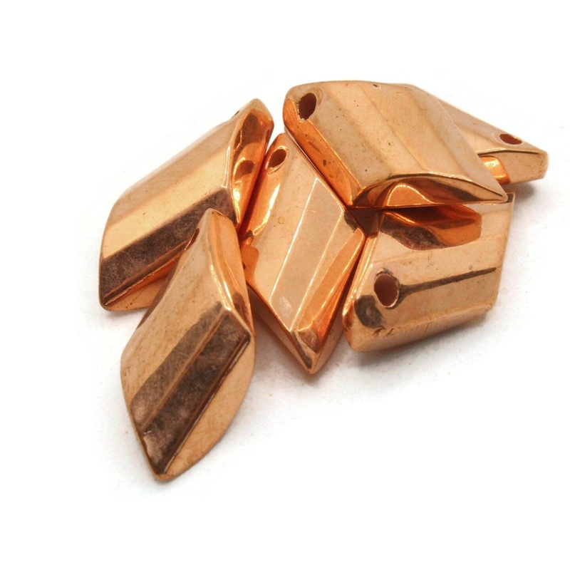 6 24mm Copper Faceted Diamond Shaped Vintage Copper Plated Plastic Beads