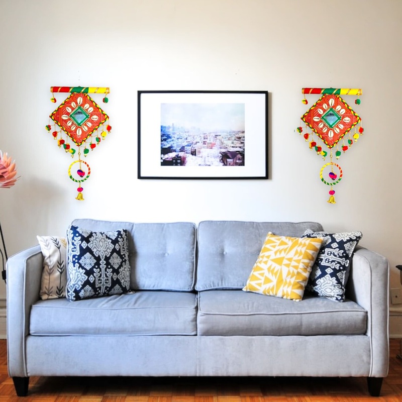 Wooden Rajasthani Wall Hanging Tapestry Decor for Bedroom Living Room Home Indian Ethnic Wall Decor Housewarming Gifts Diwali Decoration Wall Art Ornament
