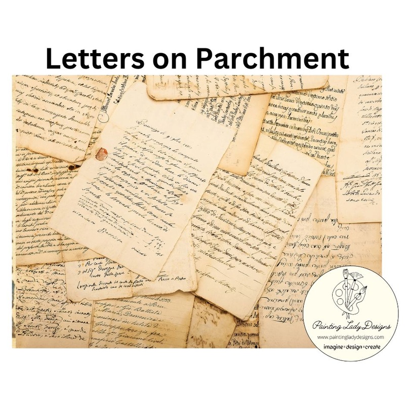 Letters on Parchment for Decoupage Crafting and Multi Media Art