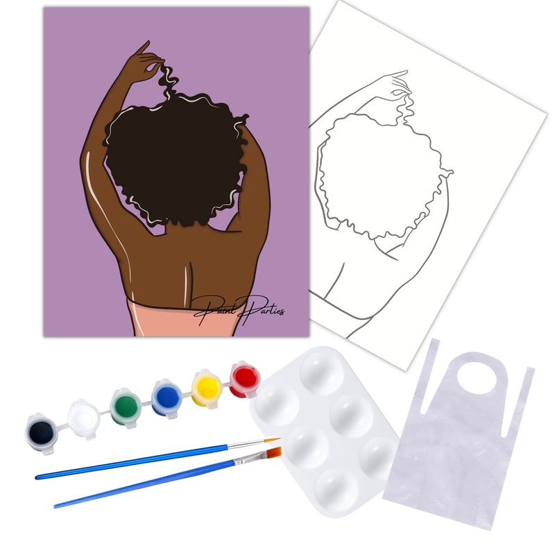 “Hair Goals” DIY Canvas Art Kit, Adult Beginner, Acrylic Paint Size 11×14 inch
