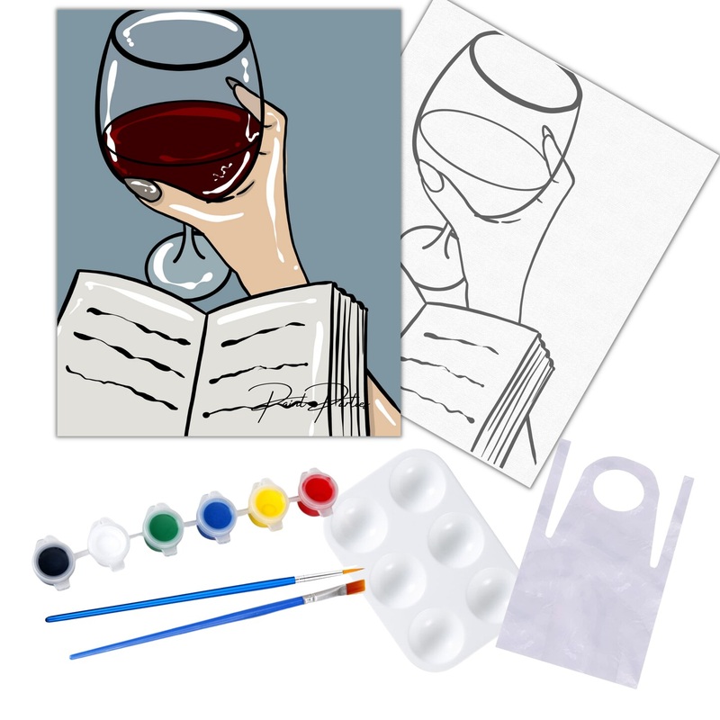 “Unwind” DIY Canvas Art Kit, Adult Beginner, Acrylic Paint Size 11×14 inch