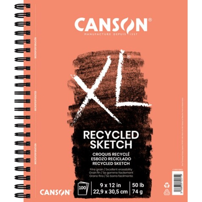 XL RECYCLED SKETCH SIDE WIRE 100 SHEETS 9X12