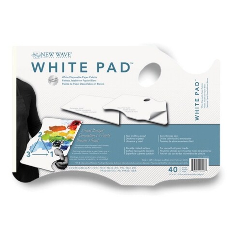 WHITE DISPOSABLE PAPER PALETTE HAND HELD 11INX16IN 40SH