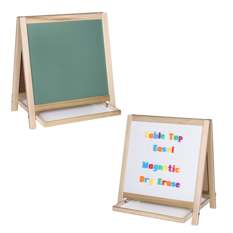 Magnetic Table Top Easel, Chalkboard/Whiteboard, 18.5″ x 18″