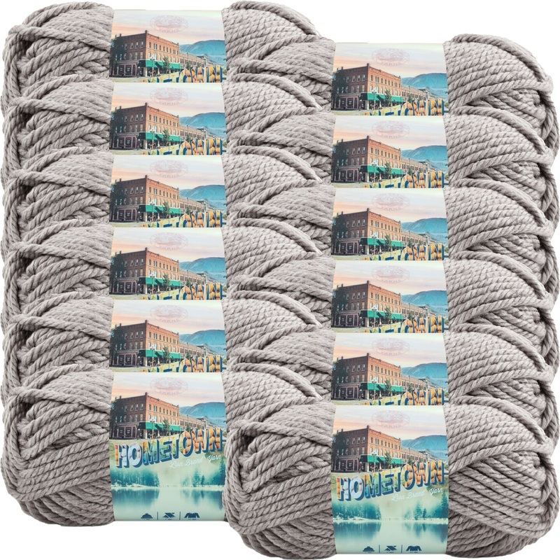 (12 Pack) Lion Brand Yarn Hometown Yarn, Dallas Grey