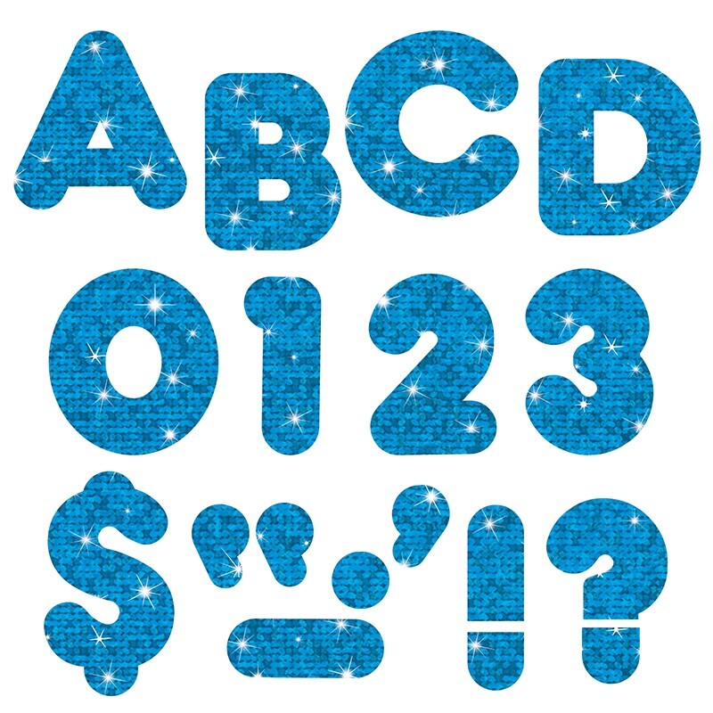 Blue Sparkle 4″ Casual UC Ready Letters