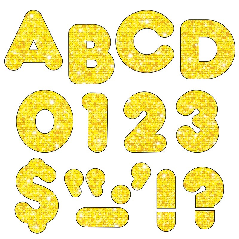 Yellow Sparkle 4″ Casual UC Ready Letters