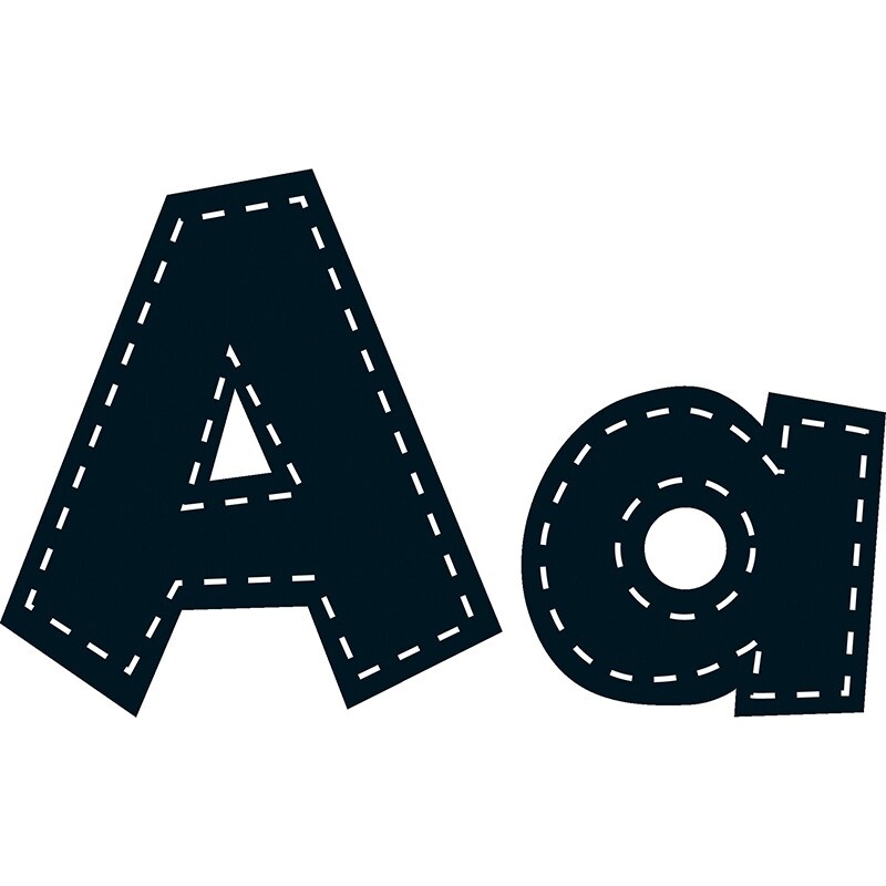 4″ Fun Font Letters, Black Stitch, 160 Pieces